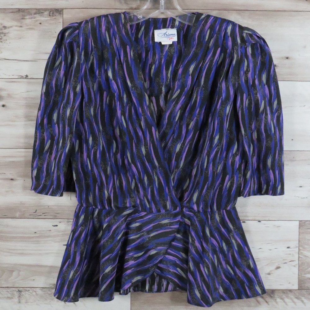 Ariana* Women's 3/4 Sleeve Low Cross Body Ruffled Waist Hem Blouse~ Size 12‎